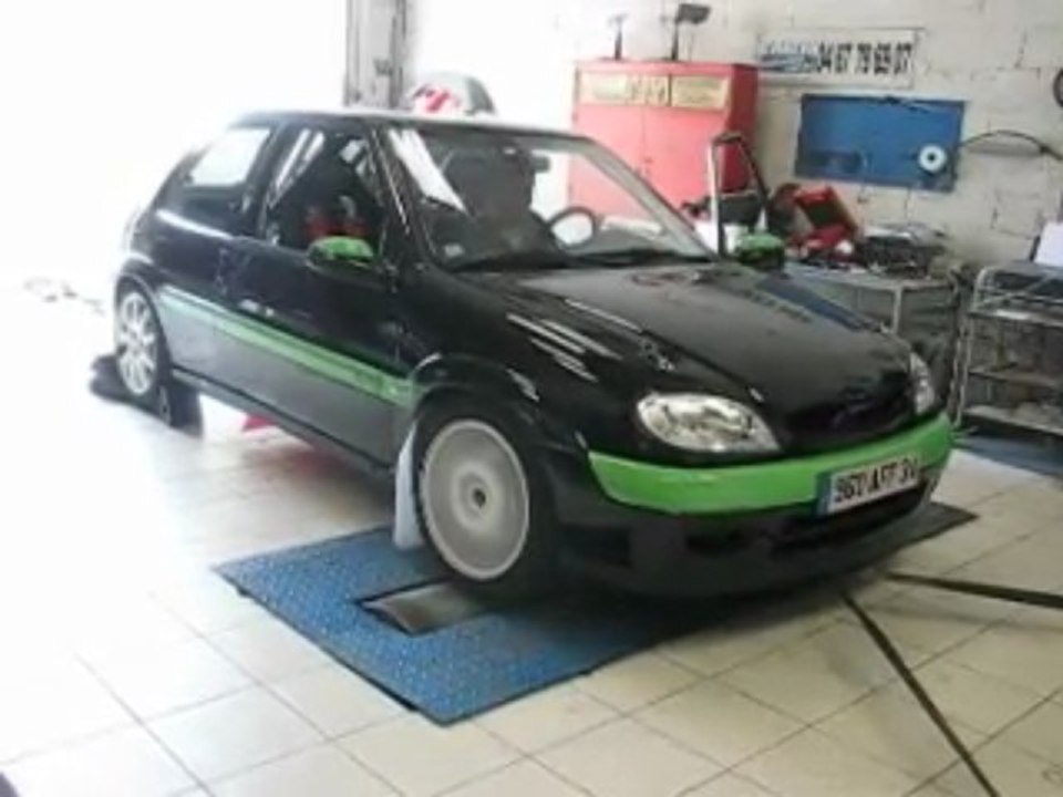 jerome34 avec sa saxo 16v 100% origine au banc de puissance