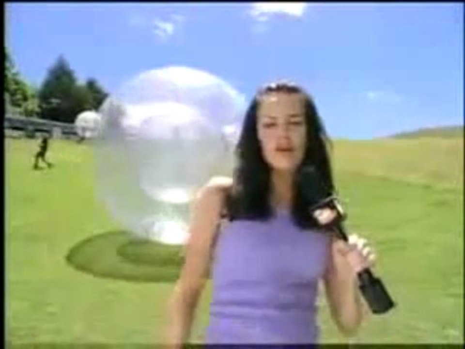 Reporter gets hit by zorb