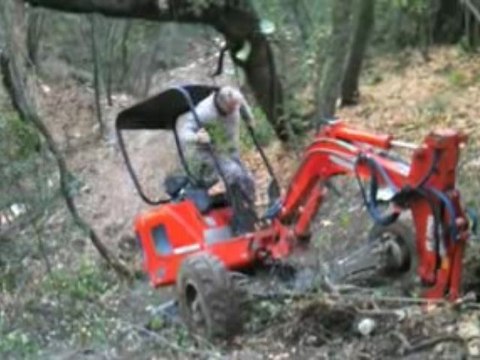 pelle araignée au taff en forte pente
