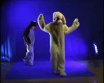 Dancing rabbit and penguin Melbourne Shuffle