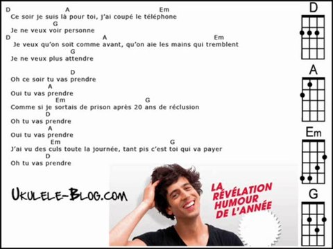 Max Boublil - Ce soir tu vas prendre Ukulélé + Tablature