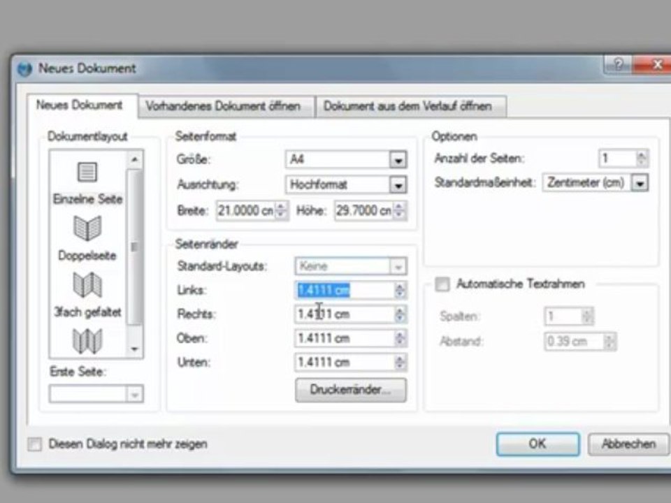 Ein kurzer Brief mit Scribus Teil 1