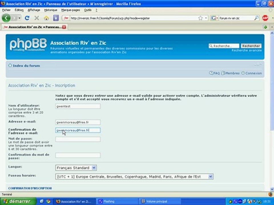 Inscription sur un forum phpBB