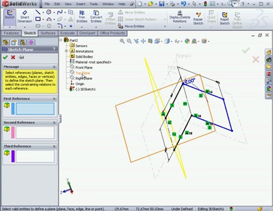 solidworks  2009 Tutorial 3D Sketch