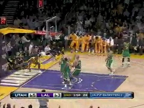 NBA Kobe feeds Ron Artest on the break to tie the game at 65