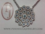 Sterling Silver Flower Pendant with Blue Topaz
