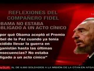 Obama, cinico al recibir el Nobel: Fidel Castro