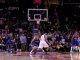 NBA LeBron James blocks Brandon Roy's shot into the stands.
