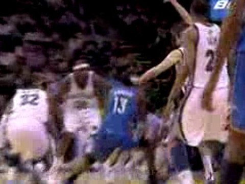 NBA James Harden misses the shot but Russell Westbrook finis