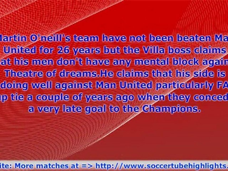 Man United  vs  Aston Villa English Premier League 12 Dec 09