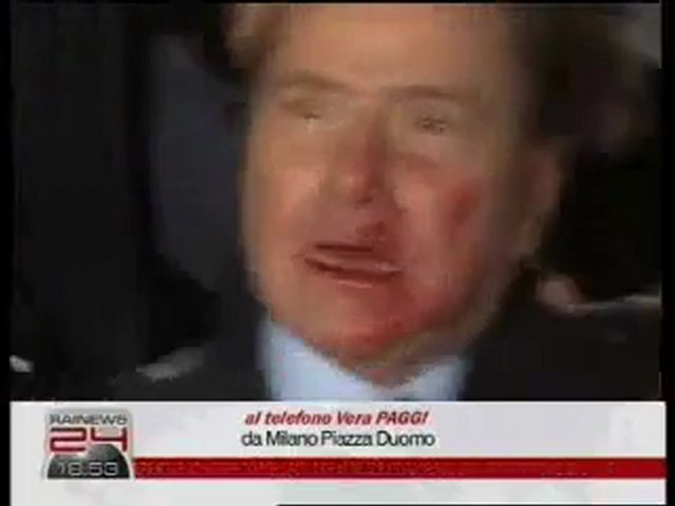 Berlusconi agressé, la gueule en sang !