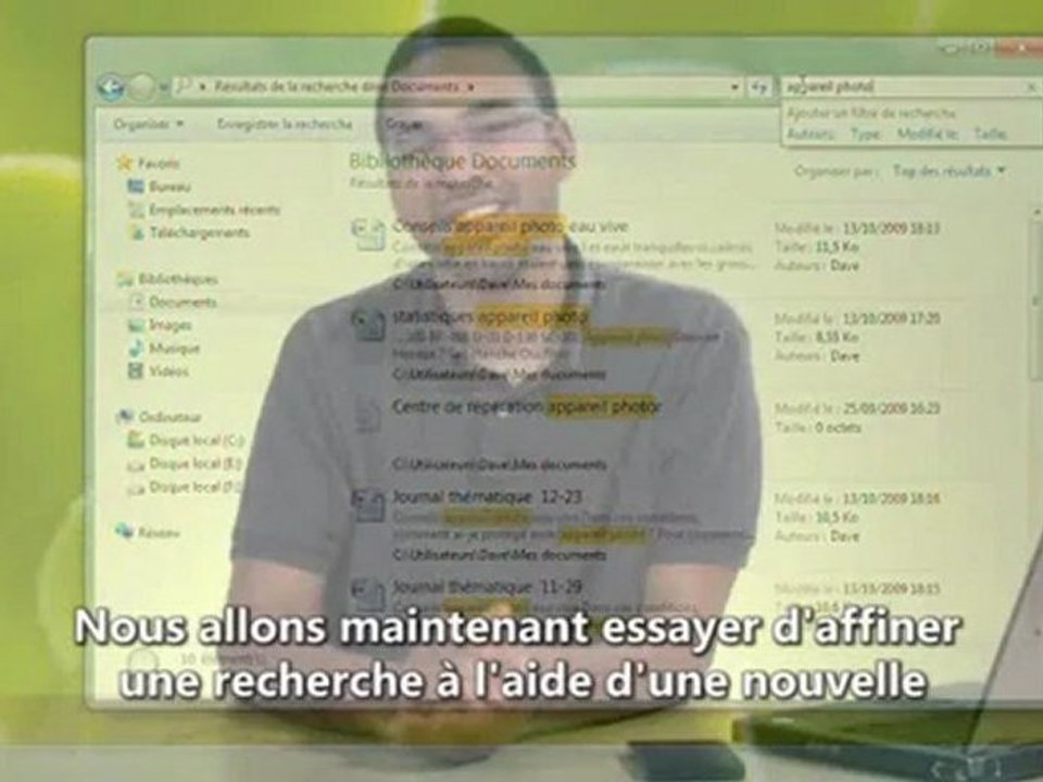 Recherche de vos fichiers