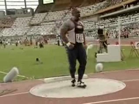 Athlé mondiaux 1999 CJ Hunter lancer poids SCREAMING