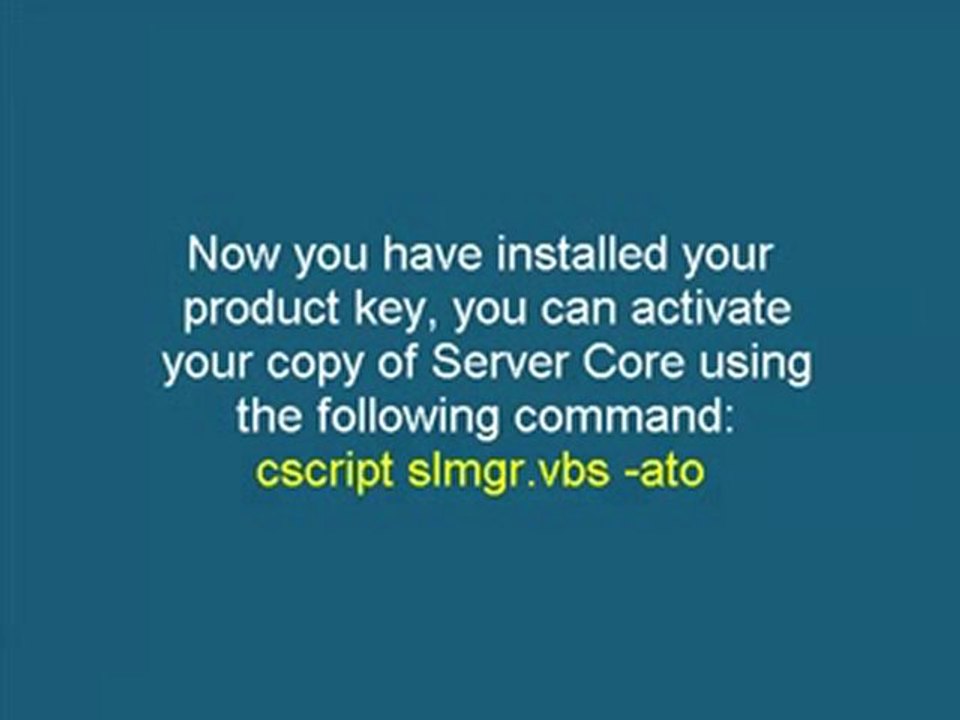 how to activate server core 2008 tutoiral