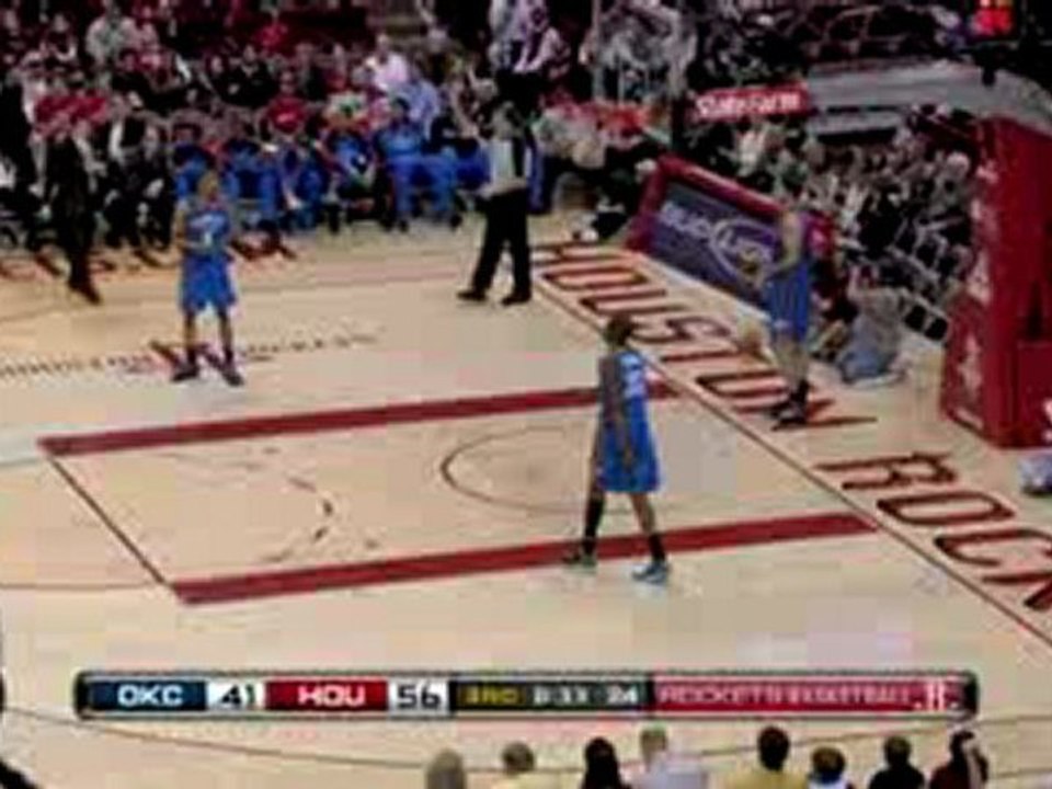 NBA Aaron Brooks hits Shane Battier with nice feed on the br
