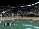 NBA Rookie Tyreke Evans steals the ball and finishes with an