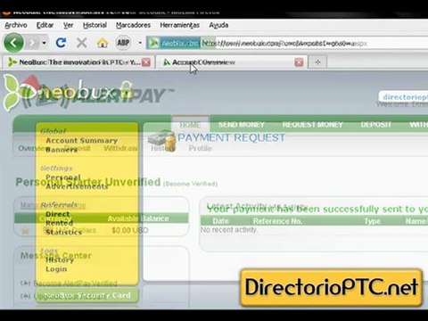 Pago de Neobux por Alertpay | Dinero sin Invertir