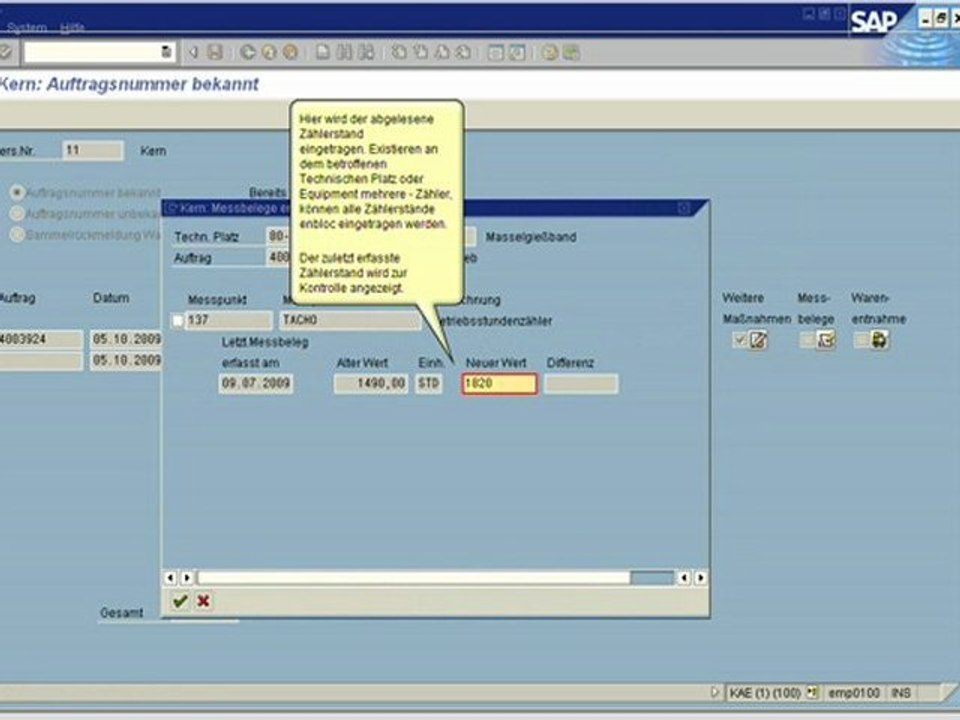SAP PM optimierte Rückmeldung