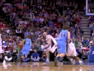 NBA Marcin Gortat sends this shot to the second row.