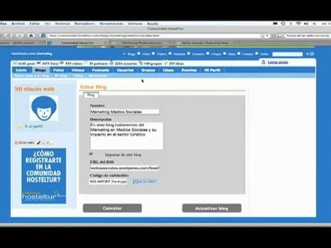 Comunidad Hosteltur, importar blogs de wordpress, blogger.