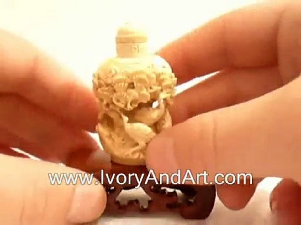 Mammoth ivory  Carved Snuff Bottle- The Birds
