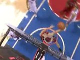 NBA Andrea Bargnani drives baseline for the windmill jam.