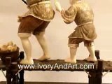 Carved Mammoth ivory Figurine  - Fishing together