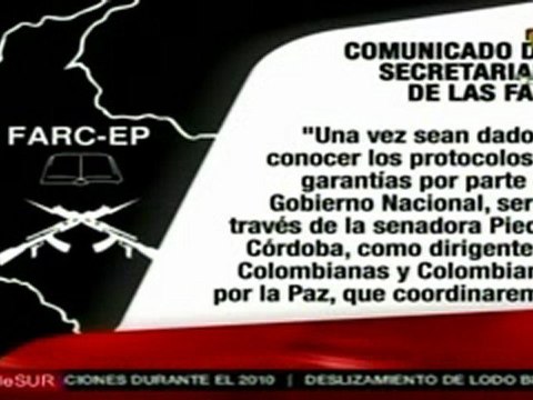 FARC piden a Colombia garantias para liberacion