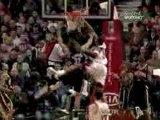 NBA Derrick Rose misses the layup but Tyrus Thomas is there