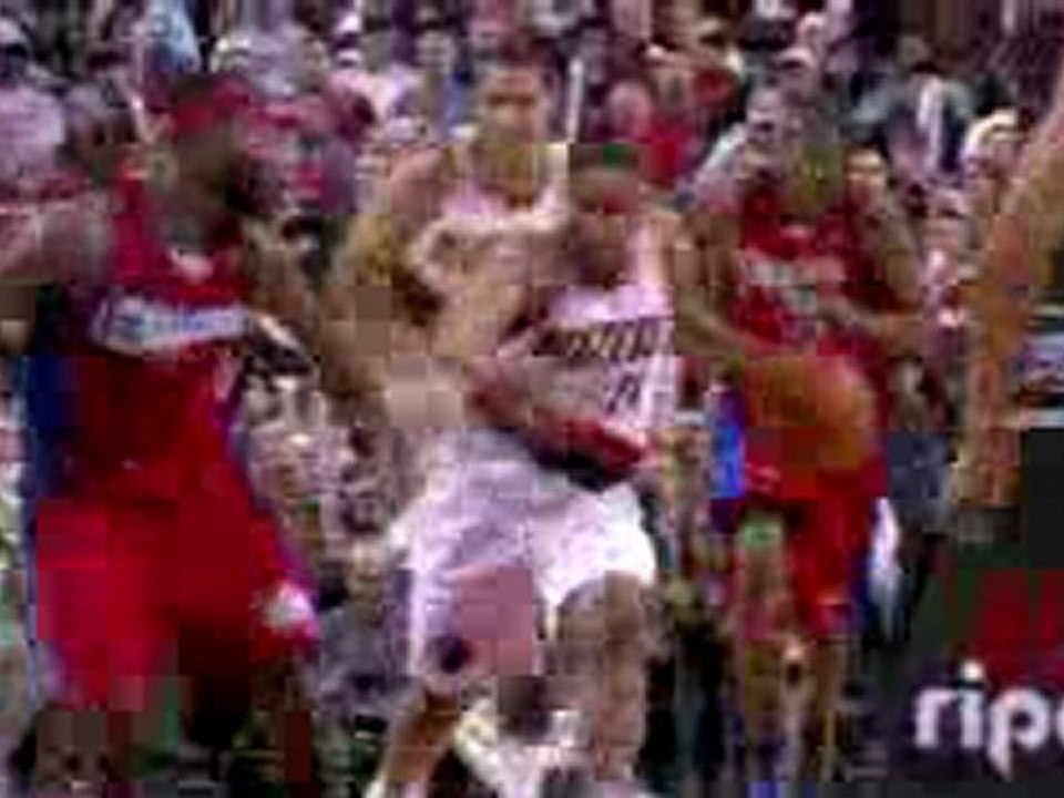 NBA Andre Miller grabs the loose ball and goes coast to coas