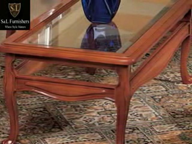 Classic Style Brown Glass Rectangular Coffee Table