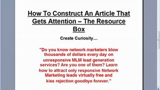 How To Write A Resource Box