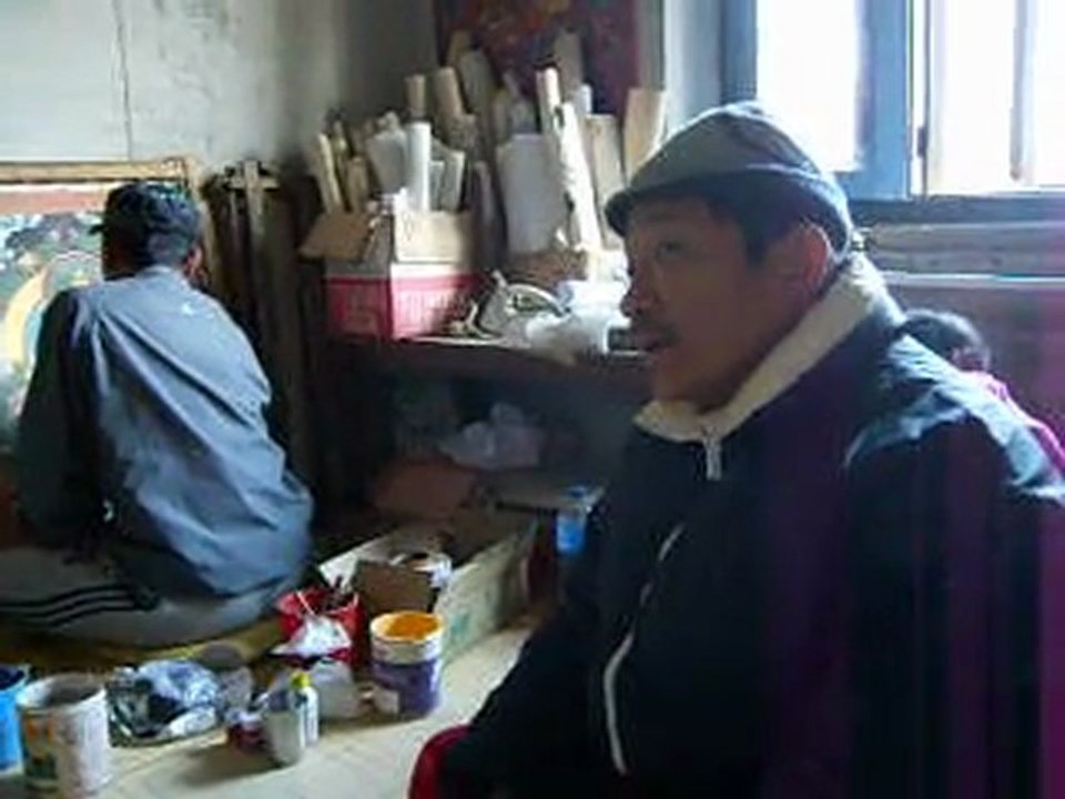 Atelier de Kiron, un peintre népalais de mandala et tangkha