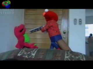 elmo mata a barney