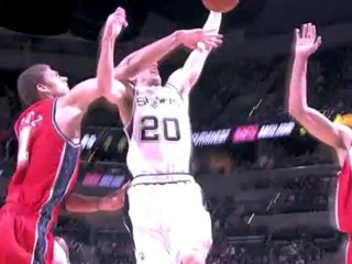 Manu Ginobili splits the defense and attacks the rim with au