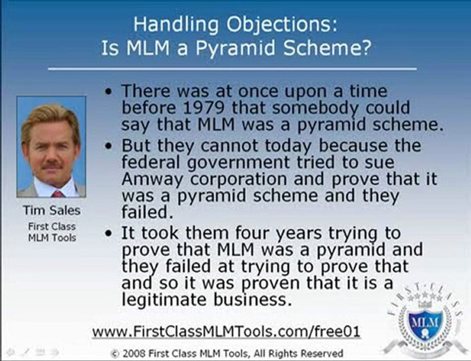 Handling Objections: Is MLM a Pyramid Scheme?