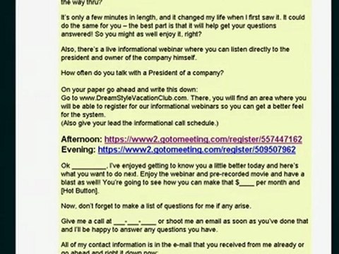 Dream Style Vacation Club Free Training Comp Plan