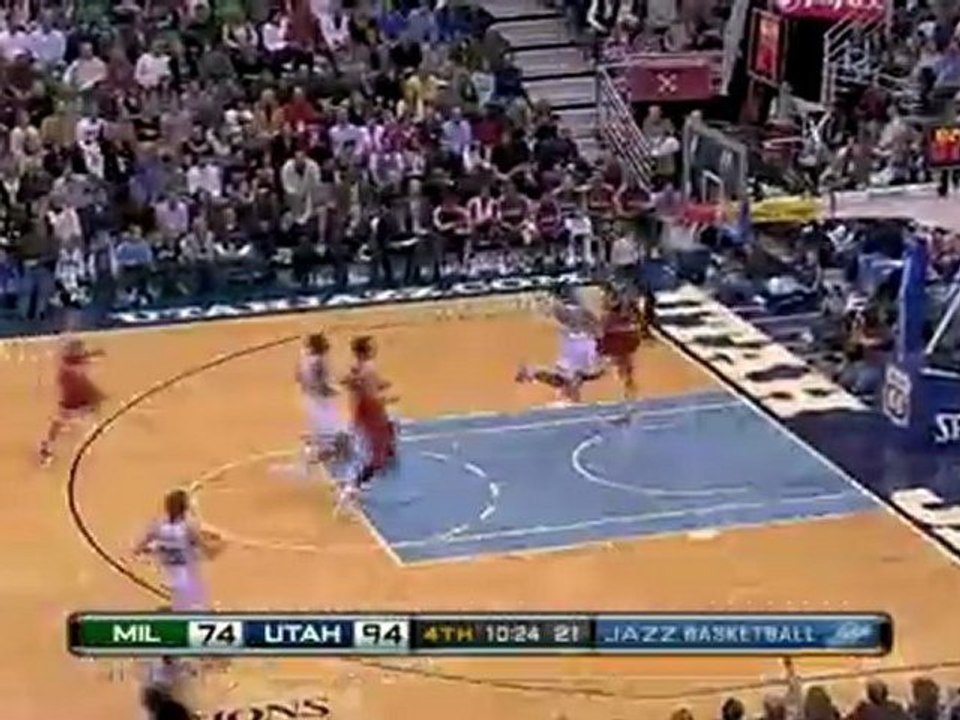 Ronnie Price makes some nice moves on his way to the hole fo