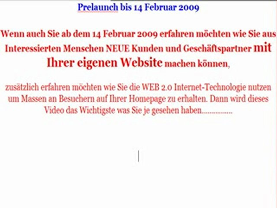 Prelaunch 2010 Webseite erstellen