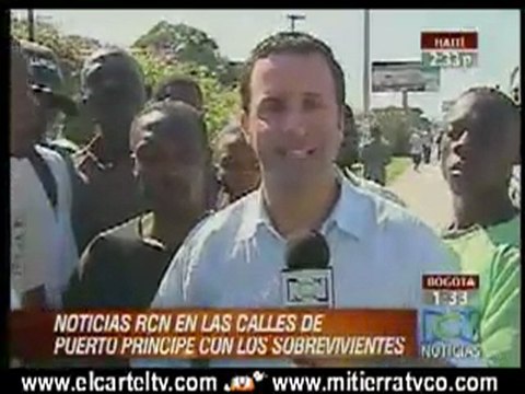 Felipe Árias (Noticias RCN) llorando en Haití