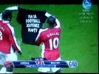 ボルトン戦でのメッセージ：ハイチ地震支援