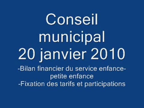 Conseil municipal - 20 janvier 2010 - Enfance
