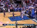 Dwight Howard takes the pass and finishes with authority dur