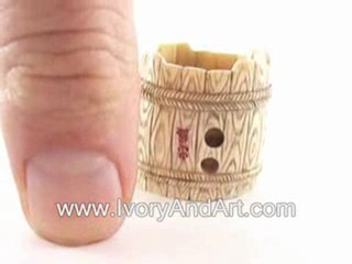 Mammoth Ivory Netsuke - Japanese Man Maintaining the barrel