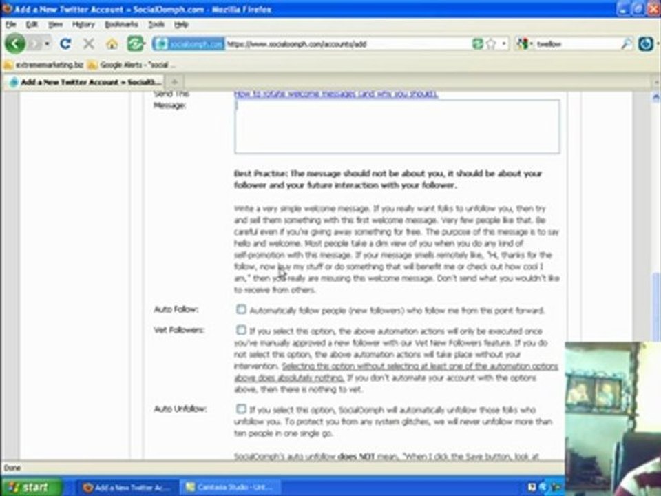 Extreme Marketing with Sarah Cozad Setting Up Auto Twitter