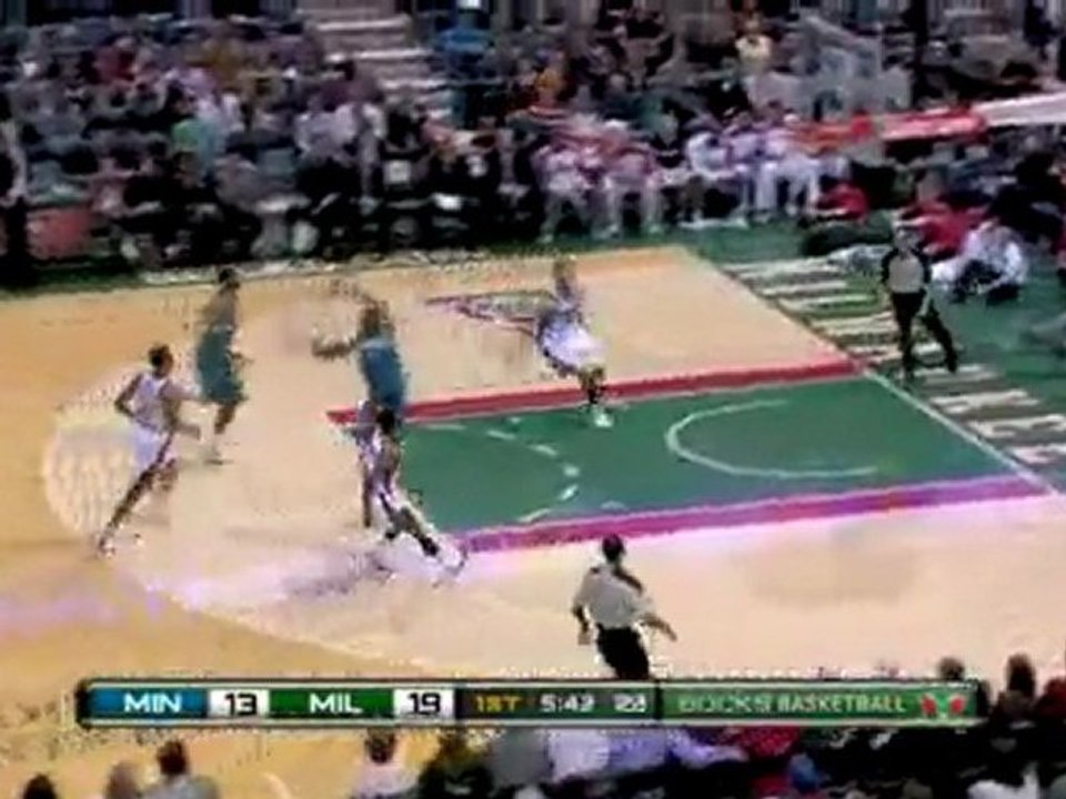 Andrew Bogut rejects the shot on the defensive end, throws a