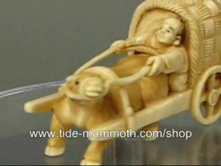 mammoth ivory netsuke figurine kid riding oxcart H1548.wmv