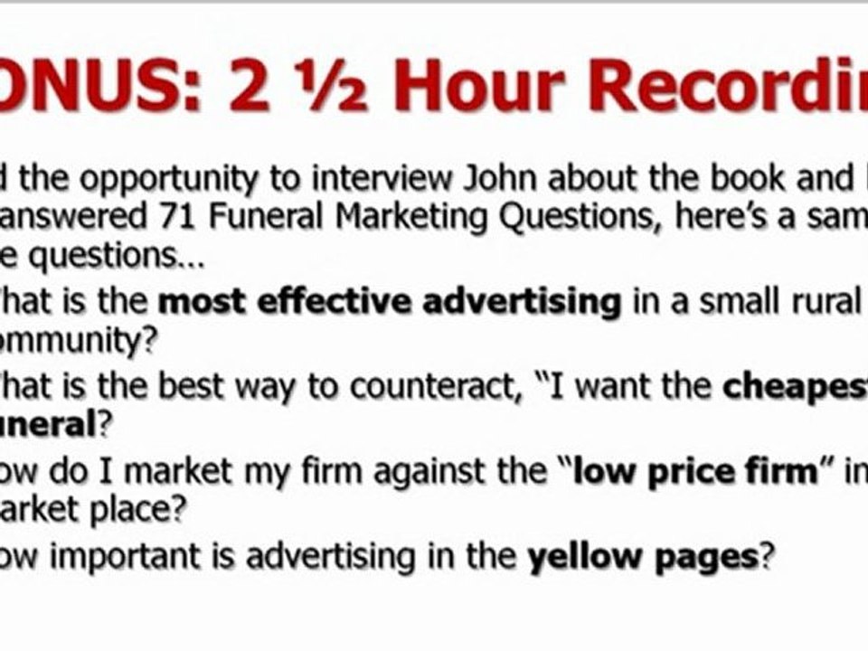 2010 Strategic Marketing Plan for Funeral Homes John Callag