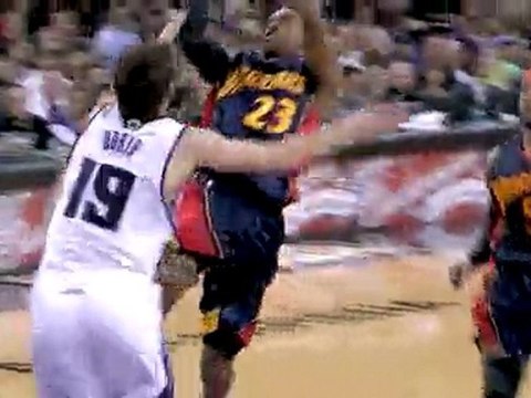 Andres Nocioni gets the block and is able to keep the ball i