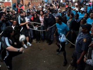 Download Video: Football legend Diego Maradona visits secondary school in South Africa